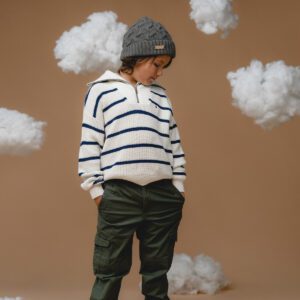 Laste Palmikutega Müts 100% Beebialpaka Villast - Botaaniline Roheline