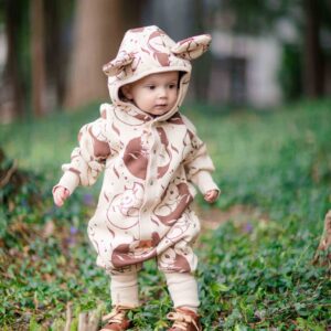 Kõrvadega Kombinesoon Beebidele ja Lastele - Beež Orav