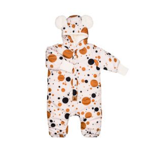 Talvekombinesoon Teddy-voodriga Beebidele ja Lastele - Mustade ja Oranžide Täppidega