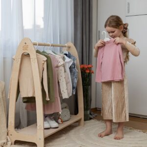 Laste Kaarjas Riidestange - Väike Naturaalne Puit