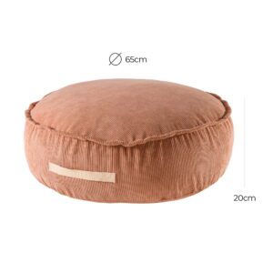 MeowBaby® Velvetist ümmargune pouf - Disainmööbel lastele - Telliskivipunane