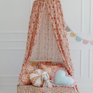 Lapitehnikas Tepitud Puuvillane Teki ja Padja Komplekt - Roheline Aed (Väike)