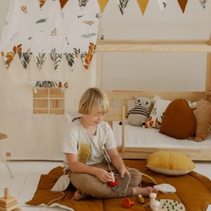 Orgaanilisest Puuvillast ja Linasest Lehekujuline Mängumatt - Karamell