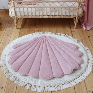 Orgaanilisest Puuvillast ja Sametist Merekarbi Mängumatt - Puuderroosa